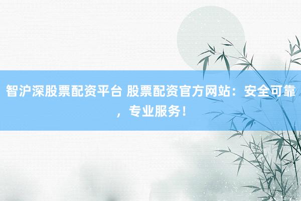 智沪深股票配资平台 股票配资官方网站：安全可靠，专业服务！