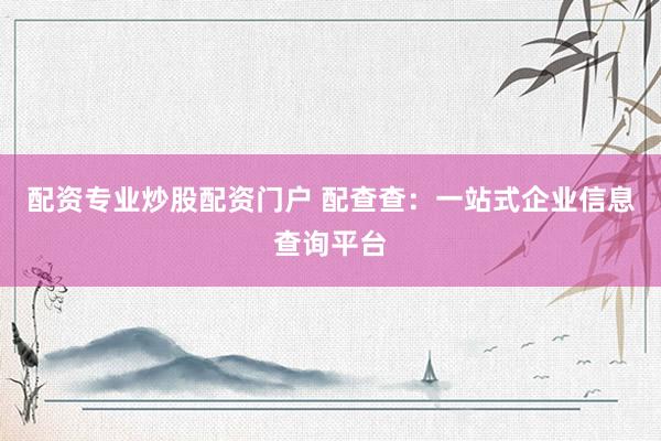 配资专业炒股配资门户 配查查：一站式企业信息查询平台