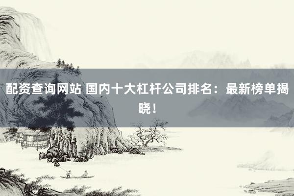 配资查询网站 国内十大杠杆公司排名：最新榜单揭晓！