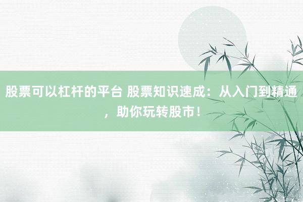 股票可以杠杆的平台 股票知识速成：从入门到精通，助你玩转股市！