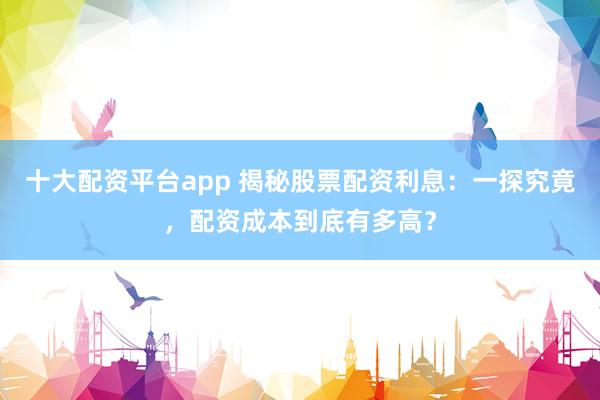十大配资平台app 揭秘股票配资利息：一探究竟，配资成本到底有多高？