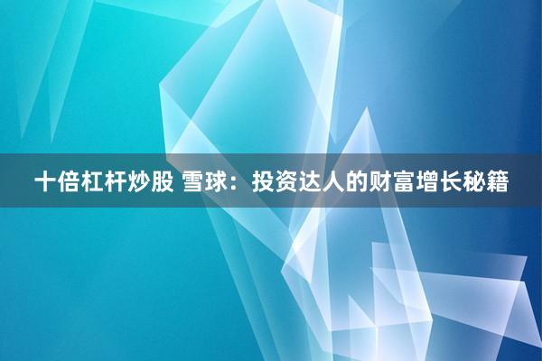 十倍杠杆炒股 雪球：投资达人的财富增长秘籍