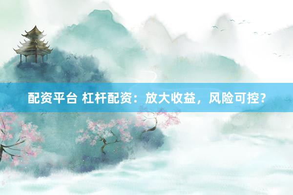 配资平台 杠杆配资：放大收益，风险可控？