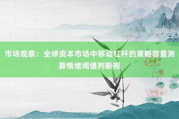 市场观察：全球资本市场中移动杠杆的策略容量测算情绪阈值判断视