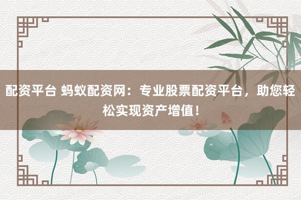配资平台 蚂蚁配资网：专业股票配资平台，助您轻松实现资产增值！
