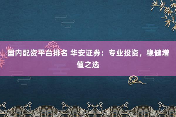 国内配资平台排名 华安证券：专业投资，稳健增值之选