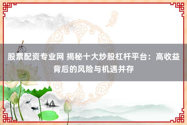 股票配资专业网 揭秘十大炒股杠杆平台：高收益背后的风险与机遇并存