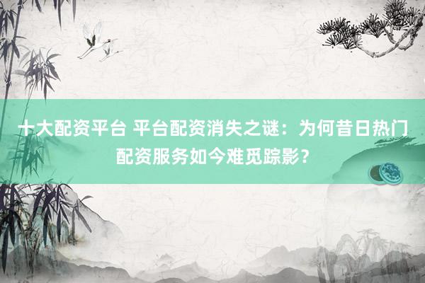 十大配资平台 平台配资消失之谜：为何昔日热门配资服务如今难觅踪影？