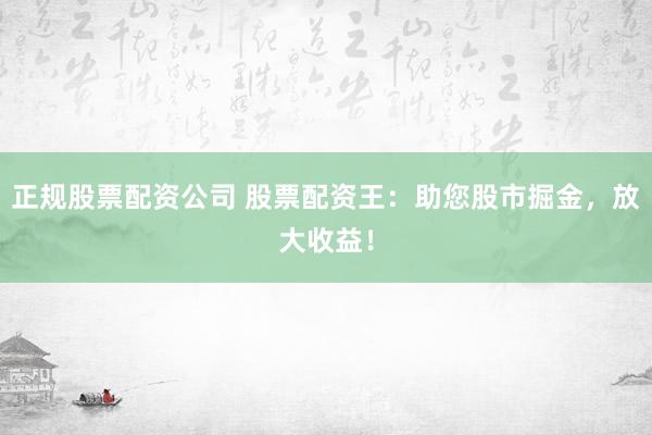 正规股票配资公司 股票配资王:助您股市掘金,放大收益!