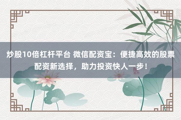 炒股10倍杠杆平台 微信配资宝：便捷高效的股票配资新选择，助力投资快人一步！