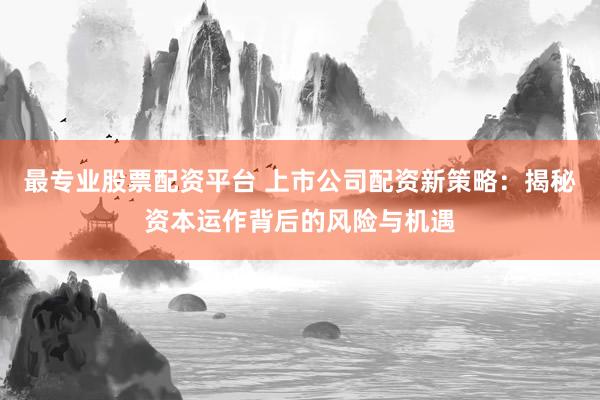 最专业股票配资平台 上市公司配资新策略：揭秘资本运作背后的风险与机遇